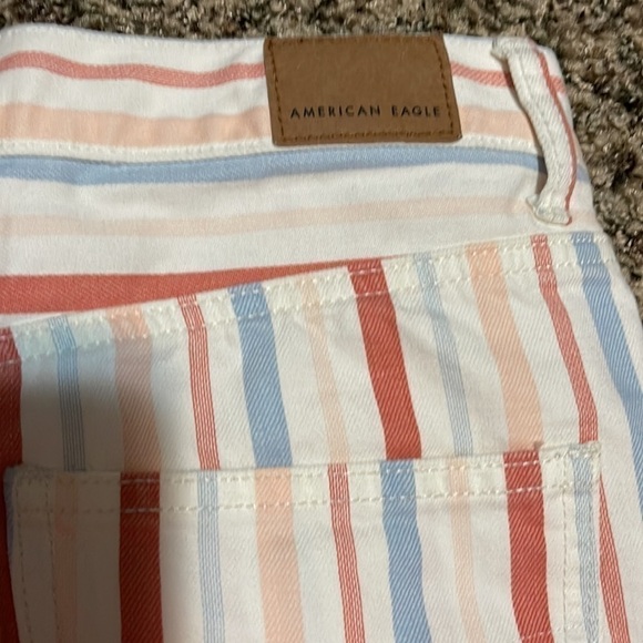 American Eagle Outfitters White Striped Straight Leg mom Jeans - Picture 8 of 12